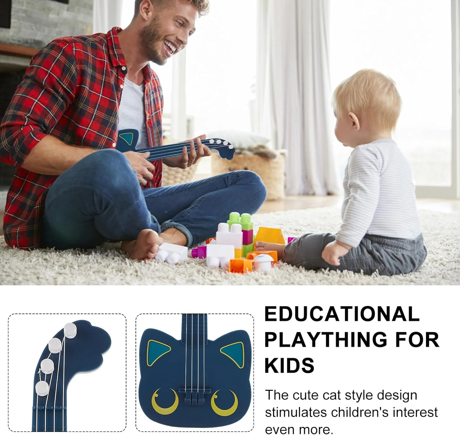 1 Pc Small Plastic Educational Ukulele for Kids - Mini Musical Instrument with Packing Box, Perfect for Toddlers and Beginners