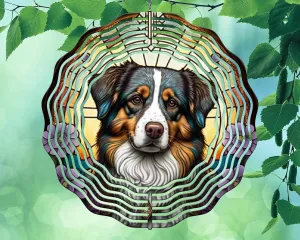 10 Inch Australian Shepherd Aussie Pup Dog Wind Spinner Yard Decor Aluminum Sublimated Garden Art Indoor Outdoor 3D Kinetic