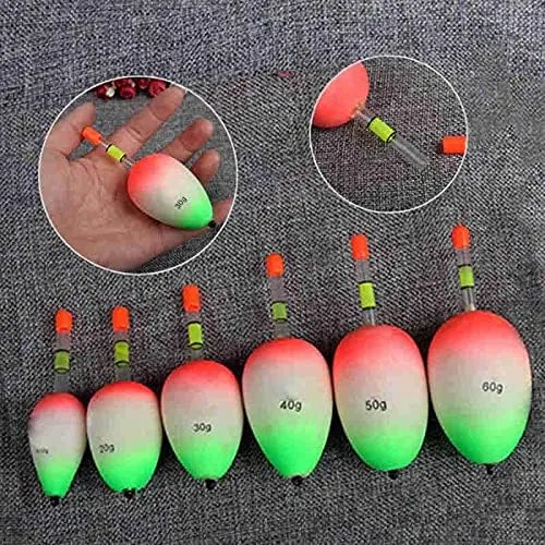 10 Pcs/Set Float Bobber Fishing Luminous 10g 20g 30g 40g 50g Belly Fishing Tube Buoy Foam Floats Can Be Insert Glow Sticks