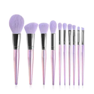 10 pieces of makeup brush set, full set of eye shadow brushes, acrylic belt packaging, Purple