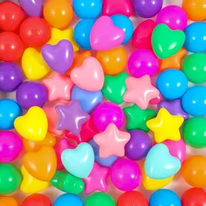 100 Pieces Pit Balls for Kids Star Heart Shape Plastic Balls for Toddler Playpen 2.17'' Play Toy for Crawl Tunnel Inflatable Pool Birthday Party Decoration