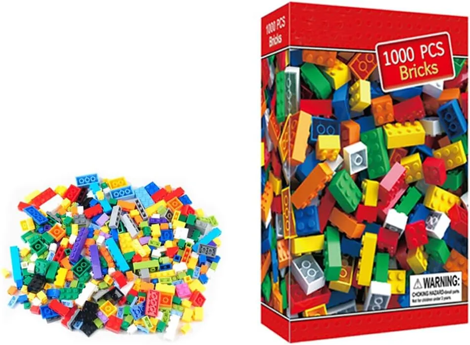 1000 Piece 12 Shapes Classic Building Blocks Bulk Set City Bricks Compatible with Major Brand Baseplates Colorful Assembly DIY Creative Parts