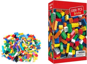 1000 Piece 12 Shapes Classic Building Blocks Bulk Set City Bricks Compatible with Major Brand Baseplates Colorful Assembly DIY Creative Parts