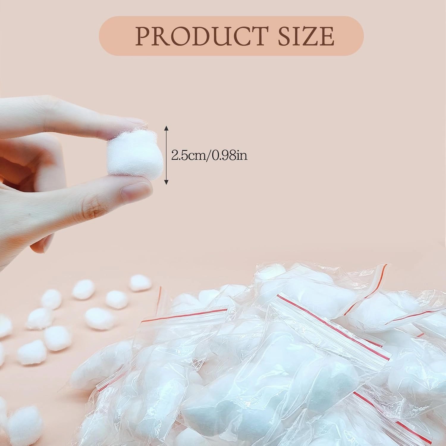 1000 Count (100 Pack of 10) Kheoxusa Individually Wrapped Cotton,Cotton Balls Individually Wrapped,Individually Wrapped Small Cotton Ball for Make Up, Nail Polish Removal, Pet Care for Household Needs