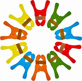 10 PCS Colorful Wooden Play Clips Set - Montessori & Waldorf Fort Building Kit for Children with Handmade Giant Clips. Perfect for Kindergarten, Home, School & Playgrounds