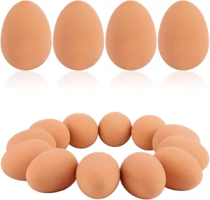 12 Pcs 2.16 Inch Rubber Bouncing Egg Brown Fake Bouncy Balls Realistic Soft Bouncing Eggs Bulk for Easter Party Favors Funny Pet Toy
