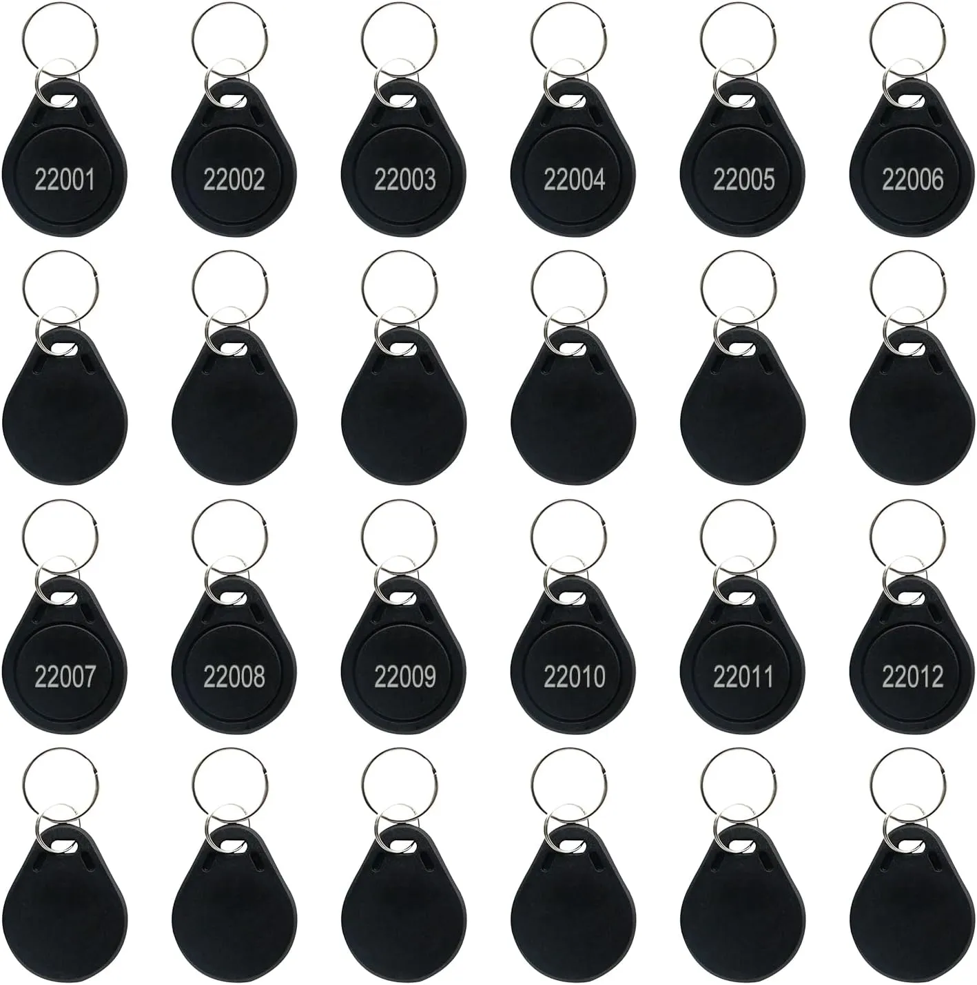 125KHz RFID Key Fob, 26 bit Keyfob Proximity Fob Compatible with Prox Key ISO-Prox 1346 1386 1326 H10301 Readable, Reproducible, Rewritable Hid Card, Compatible Card Reader, 127 Site Code, 50Pc