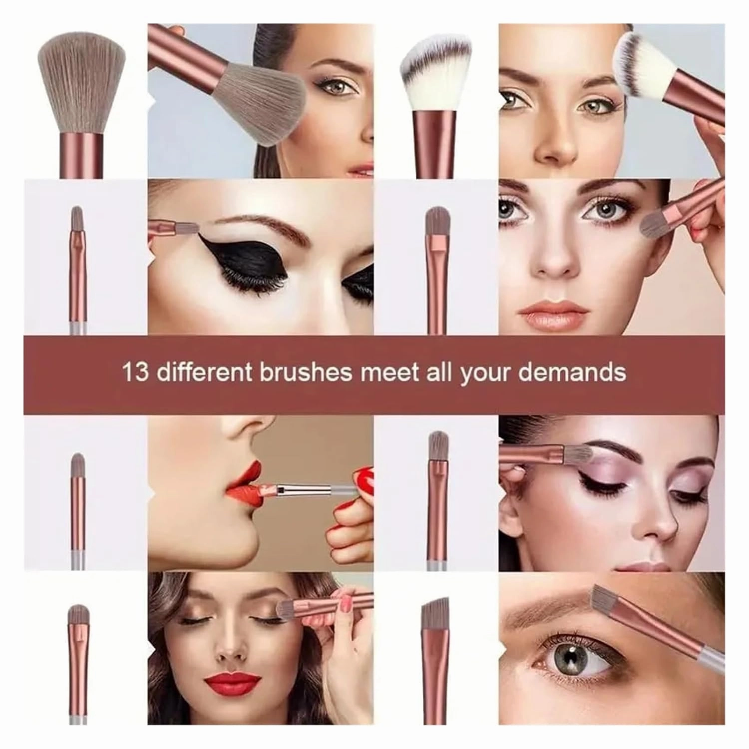 13 PCS Colorful Makeup Brush Set Eye Shadow Foundation Women's Makeup Brushes Eye Shadow Blush Beauty Soft Makeup Toolkit(Yellow with bag)