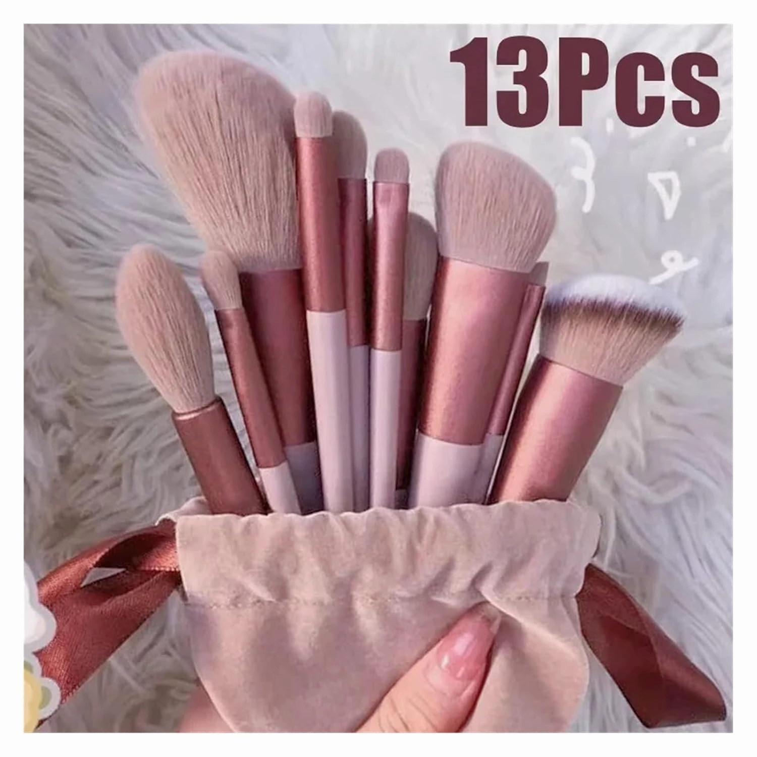 13 PCS Colorful Makeup Brush Set Eye Shadow Foundation Women's Makeup Brushes Eye Shadow Blush Beauty Soft Makeup Toolkit(Yellow with bag)