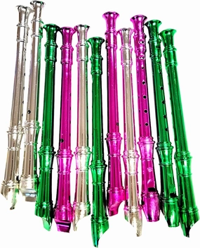 13" Metallic Color Flutes (12 Pack) 7 Holes. Musical Wind Recorders Sound Instrument for Kids Toy for Music Party Favors Supplies (12 Flutes)