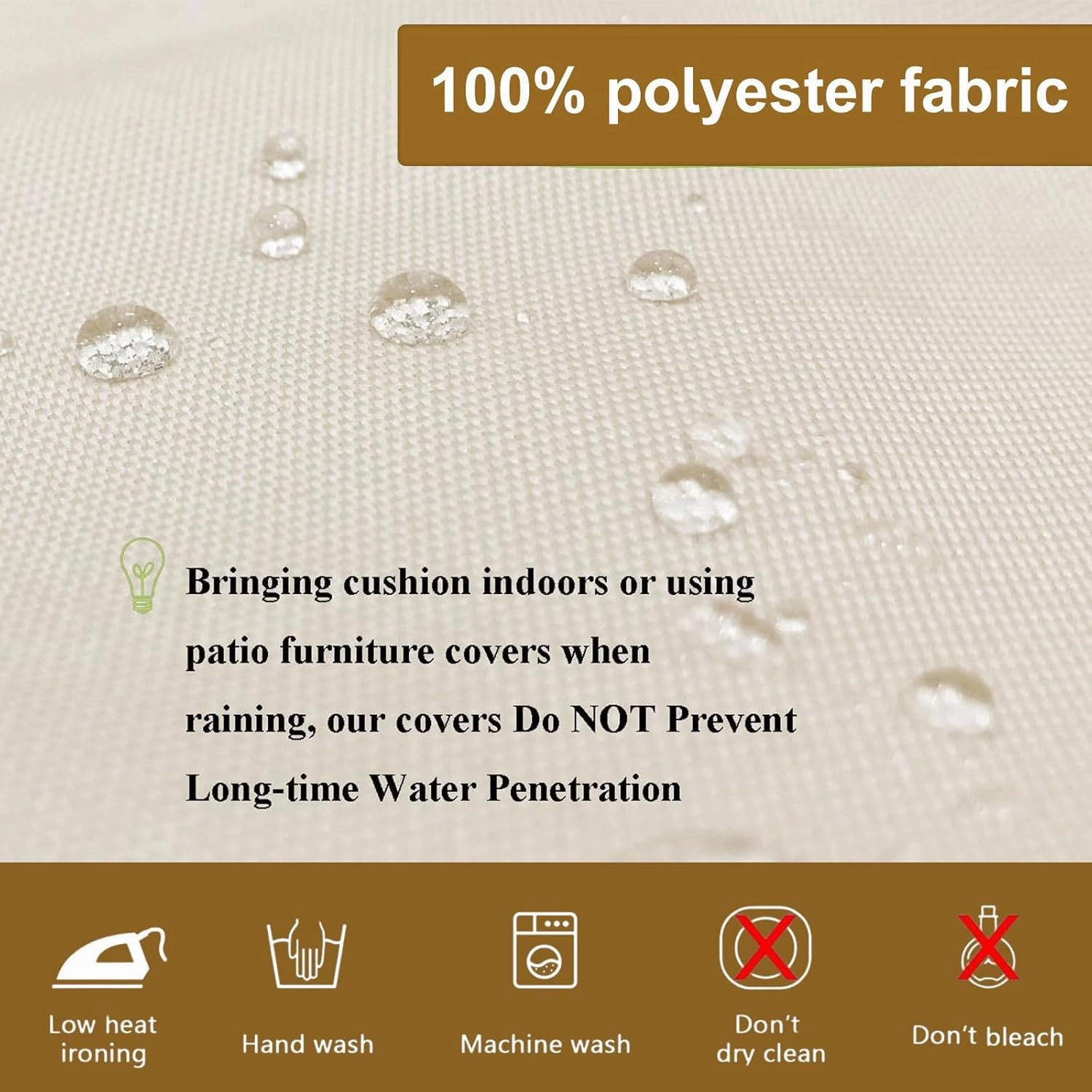 14 Piece Outdoor Patio Cushion Cover Replacement, Waterproof Patio Cushion Covers, Outdoor Furniture Cushion Covers Set for 6 Seat Wicker Rattan Sofa (Beige, 25.6 * 25.6 * 4 inch)