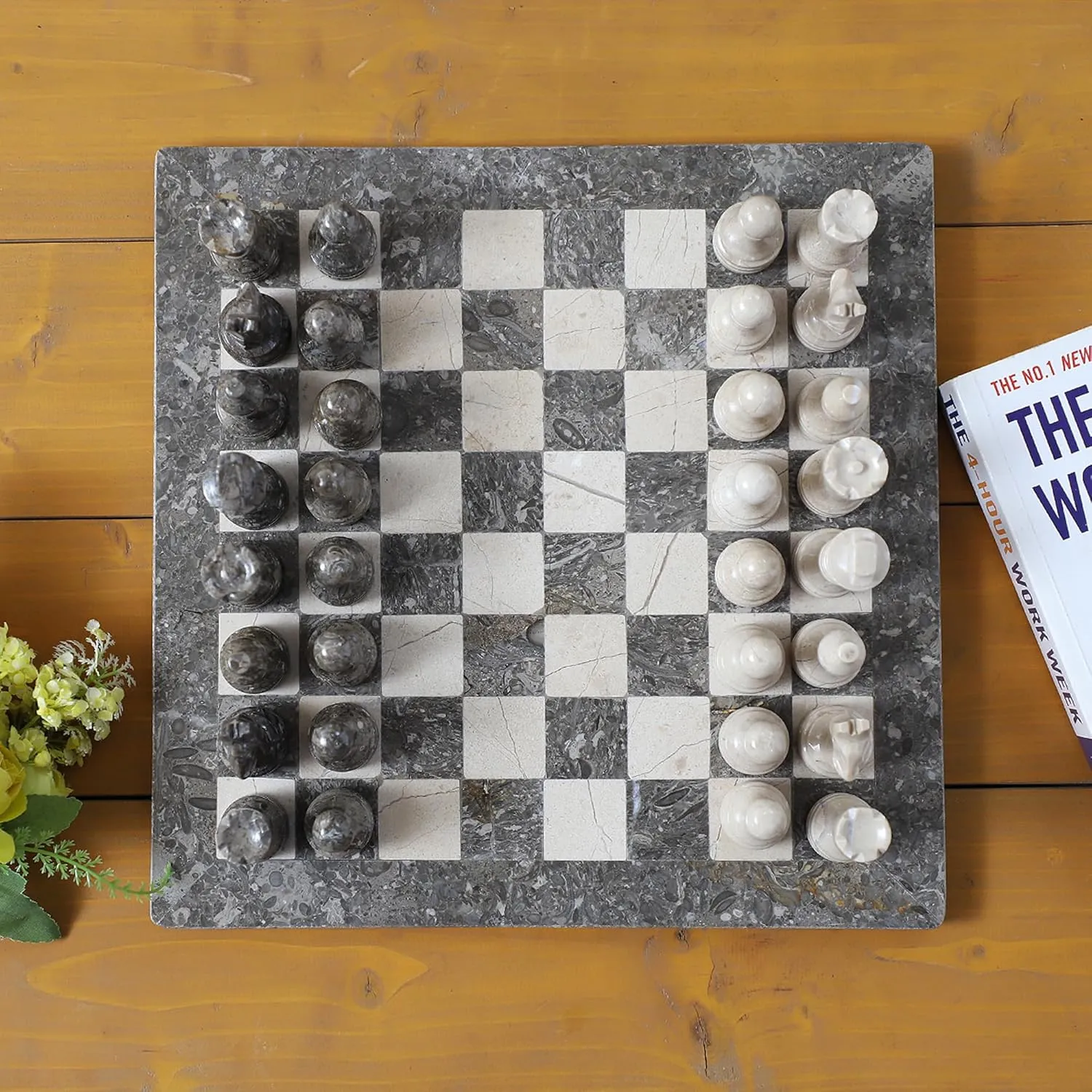 15 Inch Luxury Chess Set Classic Chess Boards for Adults with Handcrafted Stone Board & Marble Chess Pieces Ideal for Home Decor (Oceanic & Virona)