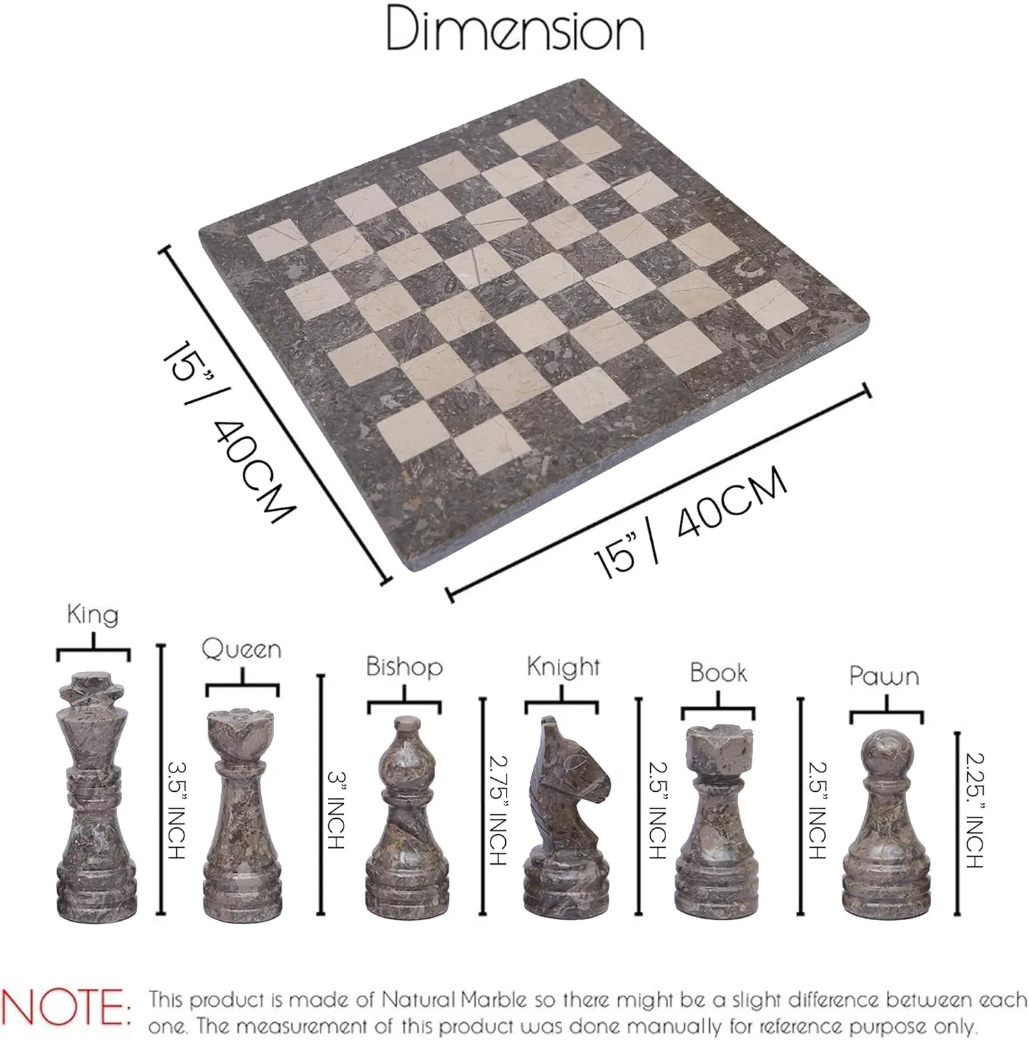 15 Inch Luxury Chess Set Classic Chess Boards for Adults with Handcrafted Stone Board & Marble Chess Pieces Ideal for Home Decor (Oceanic & Virona)
