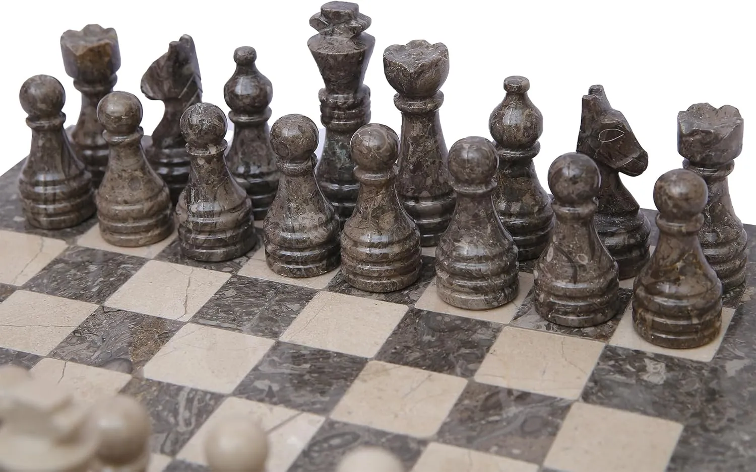 15 Inch Luxury Chess Set Classic Chess Boards for Adults with Handcrafted Stone Board & Marble Chess Pieces Ideal for Home Decor (Oceanic & Virona)