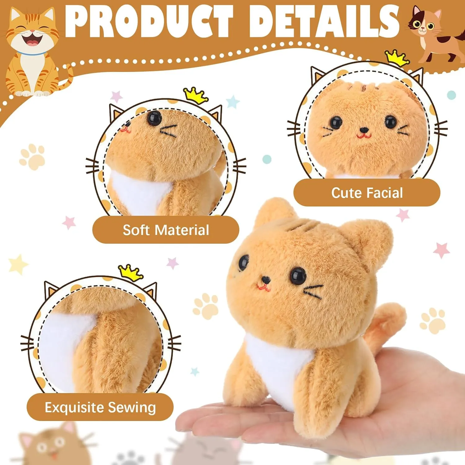 15Pcs Adopt a Pet Cat Party Favors Mini Kitten Stuffed Animals Set Includes12 Small Cat Stuffed Animals 2 White Plastic Fence 1 Sign for Adopt A Pet Party Birthday Gifts