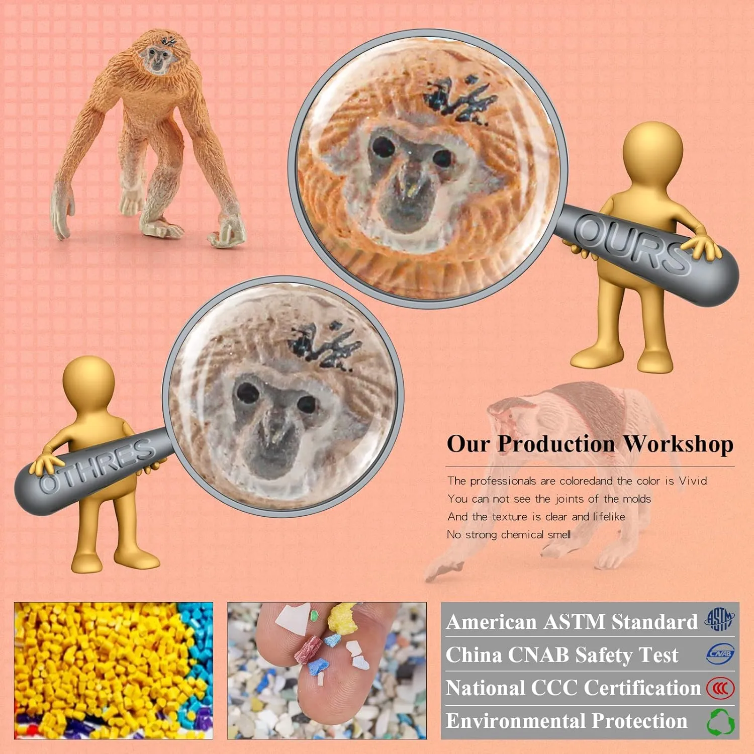 16PCS Small Squirrel Monkey Figure Set Monkey Toy Wild Animals Tiny Monkey Figurines Collectible Monkey Habitat Diorama Cake Toppers Christmas Birthday Gift for Kids Toddlers
