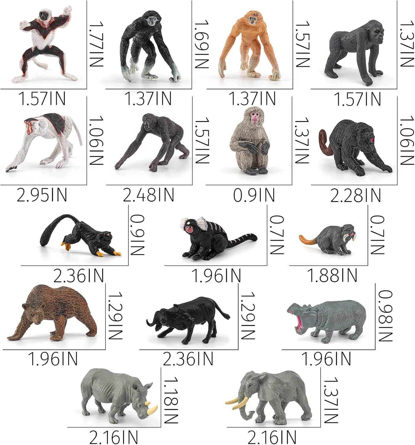 16PCS Small Squirrel Monkey Figure Set Monkey Toy Wild Animals Tiny Monkey Figurines Collectible Monkey Habitat Diorama Cake Toppers Christmas Birthday Gift for Kids Toddlers