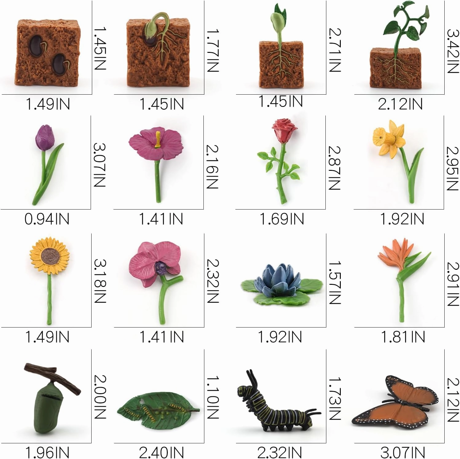 16PCS Butterfly Plant Growth Cycle Set Preschool Puzzle Gift Set Butterfly Pea Growth Cycle Flowers Desktop Decorations Party Decorations
