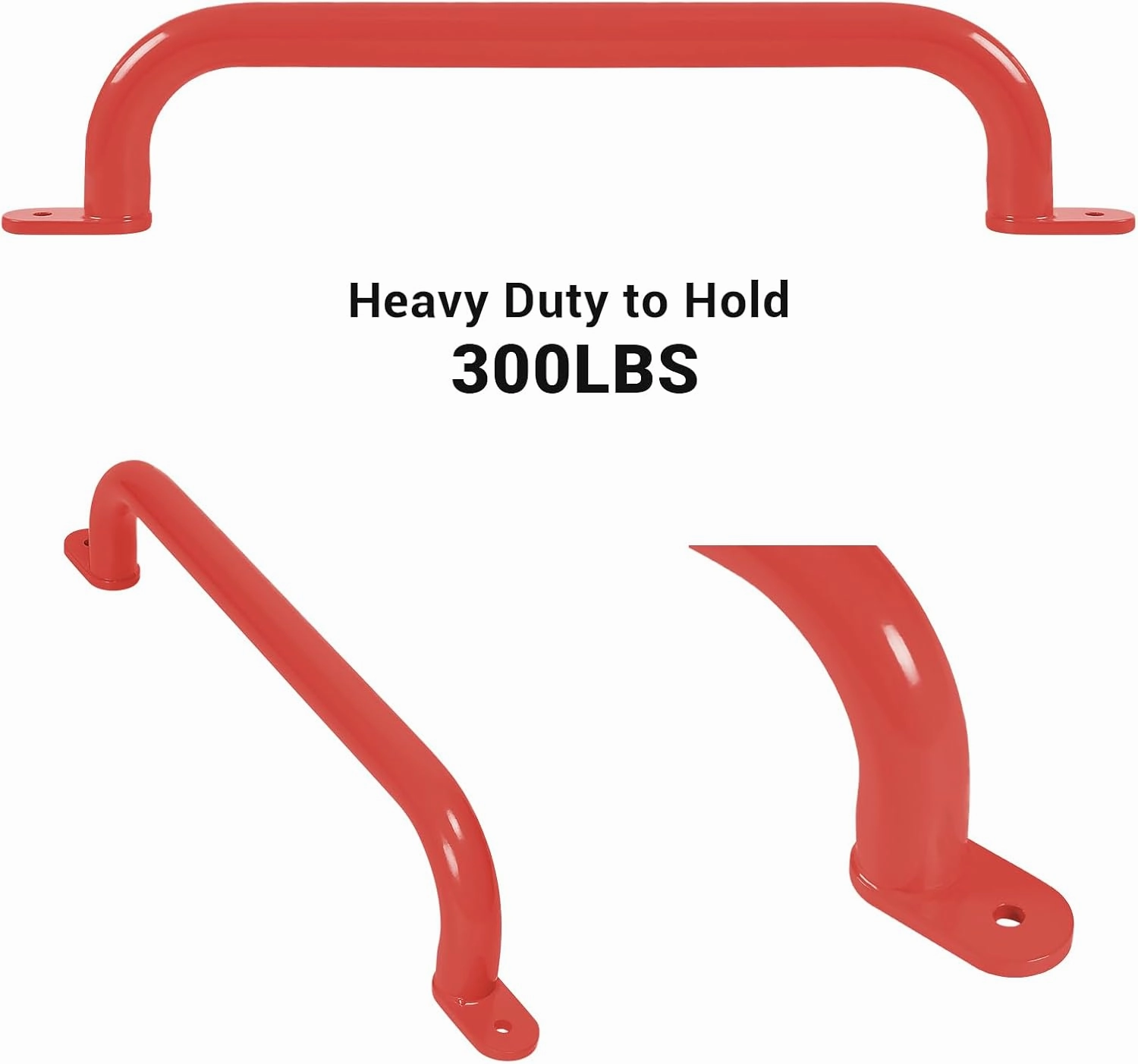 17 Inch 6 Pieces Red Steel Handles for Outdoor Playground Accessories- Swing Set Attachment Grab Bars, Playset Safety Handles, Indoor Monkey Bars for Jungle Gym, Playhouse, Climbing Frame
