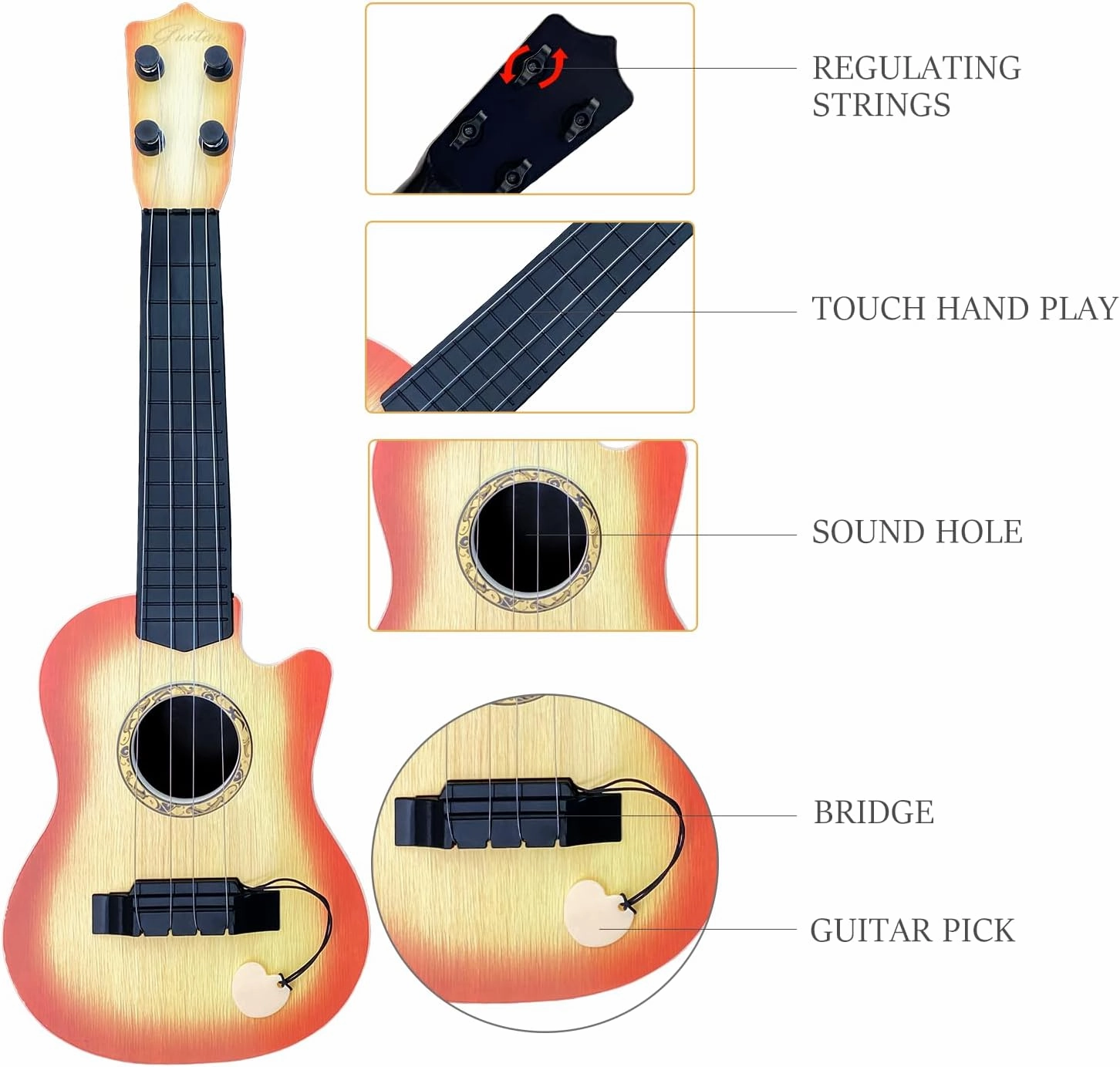 17" Mini Guitar Toy for Kids - 4 String Musical Toys for Toddlers