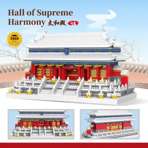 1800 Pcs Taihe Hall Chinese Architecture Mini Building Blocks Set for Adults - Micro Toy Building Bricks Model Kit - Educational Architecture Model Gift for Kids, Teens, and Adults Age 14 