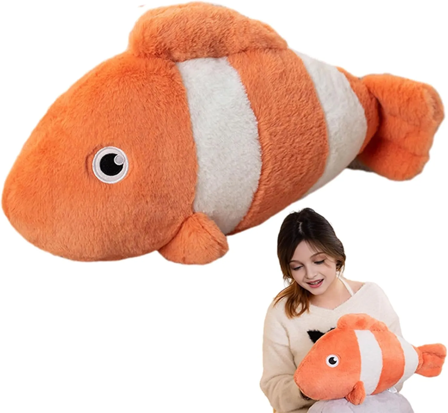 19.6 Inch Clownfish Throw Pillow Hugging Clown Fish Plush Clownfish Stuffed Animal Toys Clown Fish Pillow Sofa Cushion Clownfish Gift for Kids Or Lovers in Valentine's Day, Birthday...