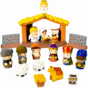 19 Pcs Easter Little Nativity Set Christmas Nativity Scene Resin Hand-Painted Nativity Set Figures for Easter Gift Party Decorations Tabletop