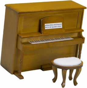 1/12 Scale Dollhouse Piano Model Simulation Dollhouse Musical Instrument Furniture Dollhouse Miniature Upright Piano, Walnut Color