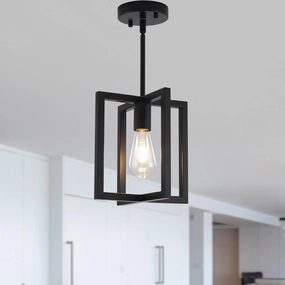 1-Light Black Ceiling Light Fixture Semi Flush Mount, Rustic Vintage Retro Ceiling Light Metal Industrial Farmhouse Chandelier Lamp for Hallway Entryway Bedroom Dining Room 9.05''