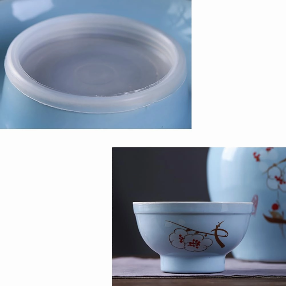 1-Pack Ceramic Kimchi Fermentation Jar, Kimchi Jar with Lid, Traditional Chinese Water-Tight Pickled Vegetable Jar, Large Capacity Kimchi Jar Food Jar, Kitchen Ceramic Container,Blue 3.5kg