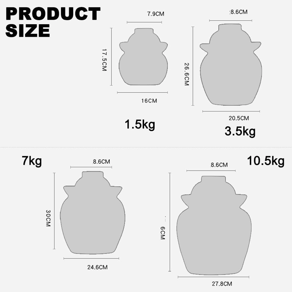 1-Pack Ceramic Kimchi Fermentation Jar, Kimchi Jar with Lid, Traditional Chinese Water-Tight Pickled Vegetable Jar, Large Capacity Kimchi Jar Food Jar, Kitchen Ceramic Container,Blue 3.5kg
