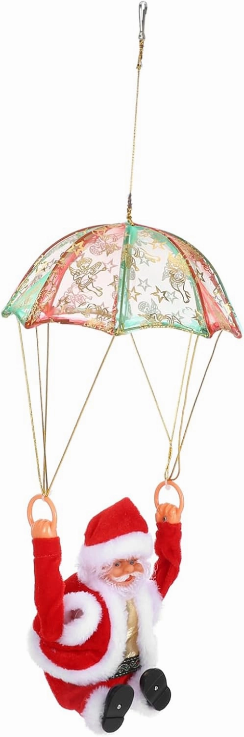 1pc Electric Santa Claus Toy Parachute Musical Plaything for Christmas Decor Fun and Engaging Boys and Girls Plays Music and Performs Somersaults for Indoor Holiday Decoration