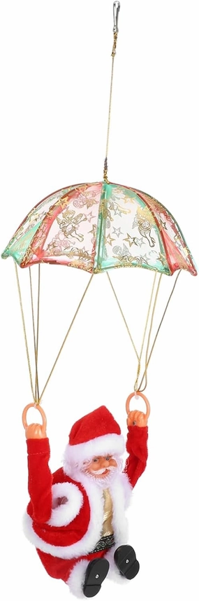 1pc Electric Santa Claus Toy Parachute Musical Plaything for Christmas Decor Fun and Engaging Boys and Girls Plays Music and Performs Somersaults for Indoor Holiday Decoration
