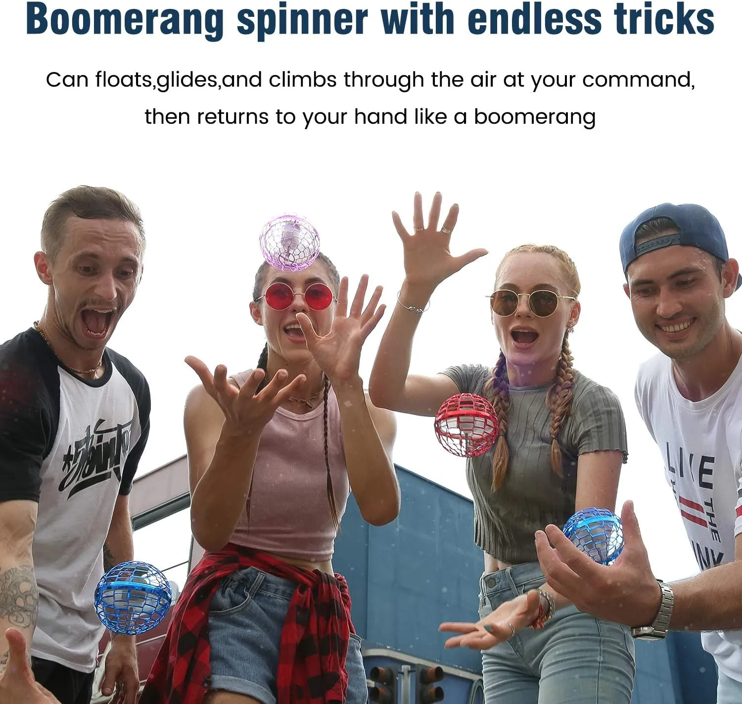 2024 Flying Orb Ball: Boomerang Hover Ball, Magic RGB Lights Controller, Mini Drone, Floating Ball Toy, Cool Stuff for Kids Adults Birthday Gift (Pink)