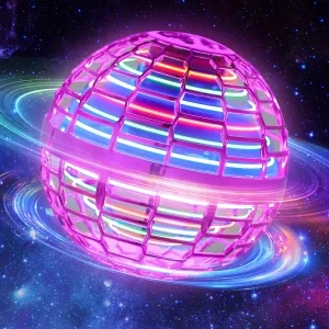 2024 Flying Orb Ball: Boomerang Hover Ball, Magic RGB Lights Controller, Mini Drone, Floating Ball Toy, Cool Stuff for Kids Adults Birthday Gift (Pink)