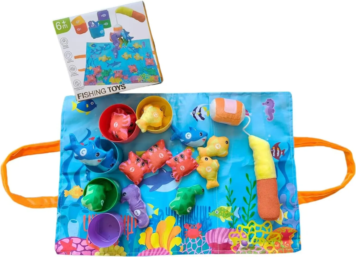 22 Pieces Toddler Fishing Play Set, sea Creature Shape, Safe and Durable Montessori Toys, Suitable for Babies 6 Months and Above, Perfect Early Education Puzzle Gift