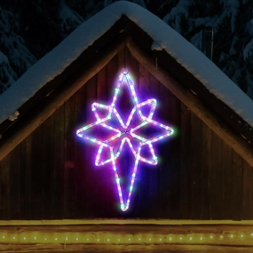 22 Inch Large Star of Bethlehem Outdoor Lights, 360 LED Neon Motif Bright LEDs Outdoor Christmas Nativity Scene Yard Porch with Standard Adaptor Waterproof for Wall Hanging (Colorful)