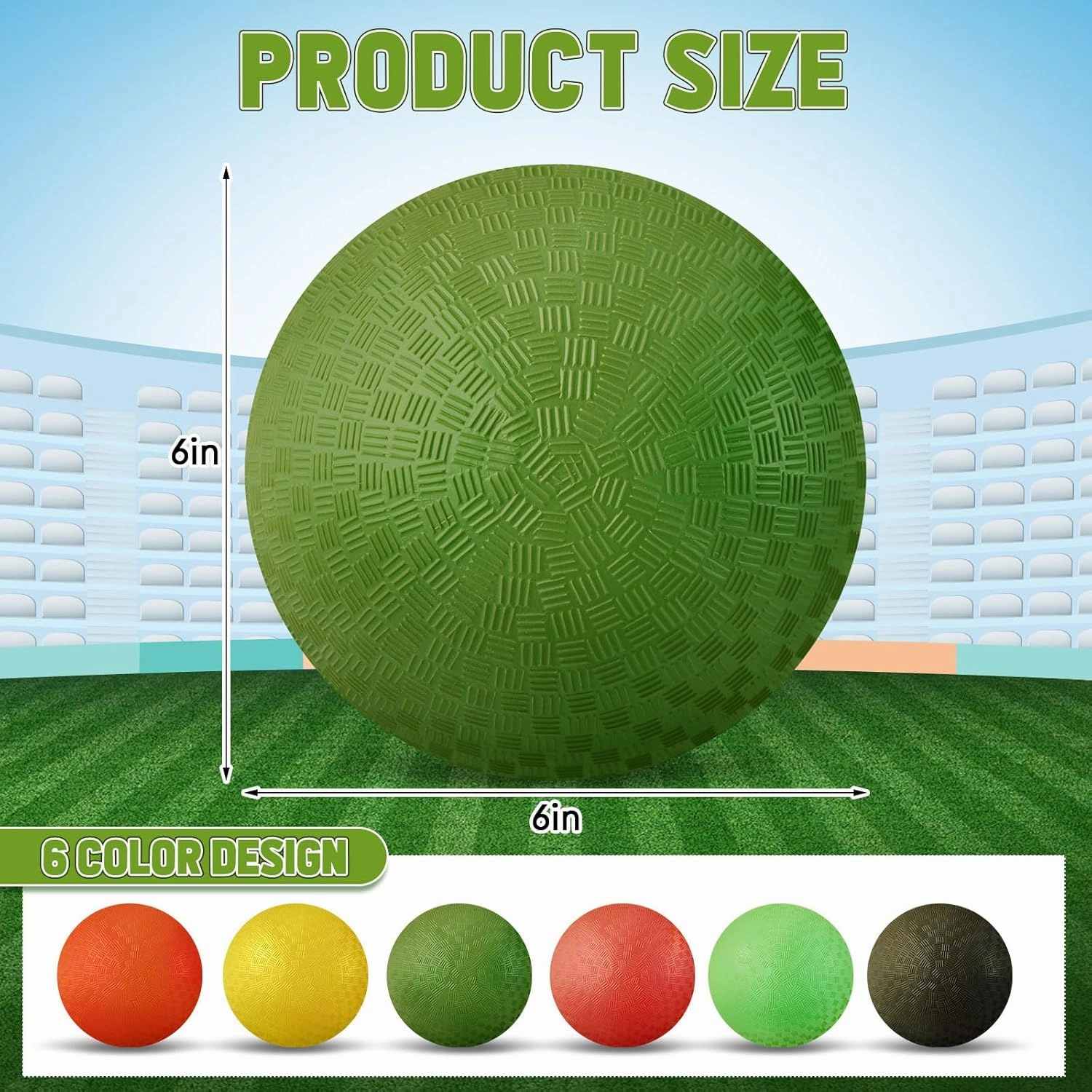 24 Pcs 6 Inch Dodgeball Playground Balls Colorful Inflatable Kickball Dodgeballs Sports Bouncy Balls for Kids and Adults in Ball Games Gym Yoga School Party Supplies