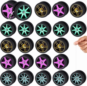 24 Pcs Wheel Yoyos for Kids, Plastic Mini Yo-Yo Toys Racing Party Favors for Beginners Adults Teens Birthday Party Favors, Holiday Stocking Fillers, Classroom Prizes, 4 Colors