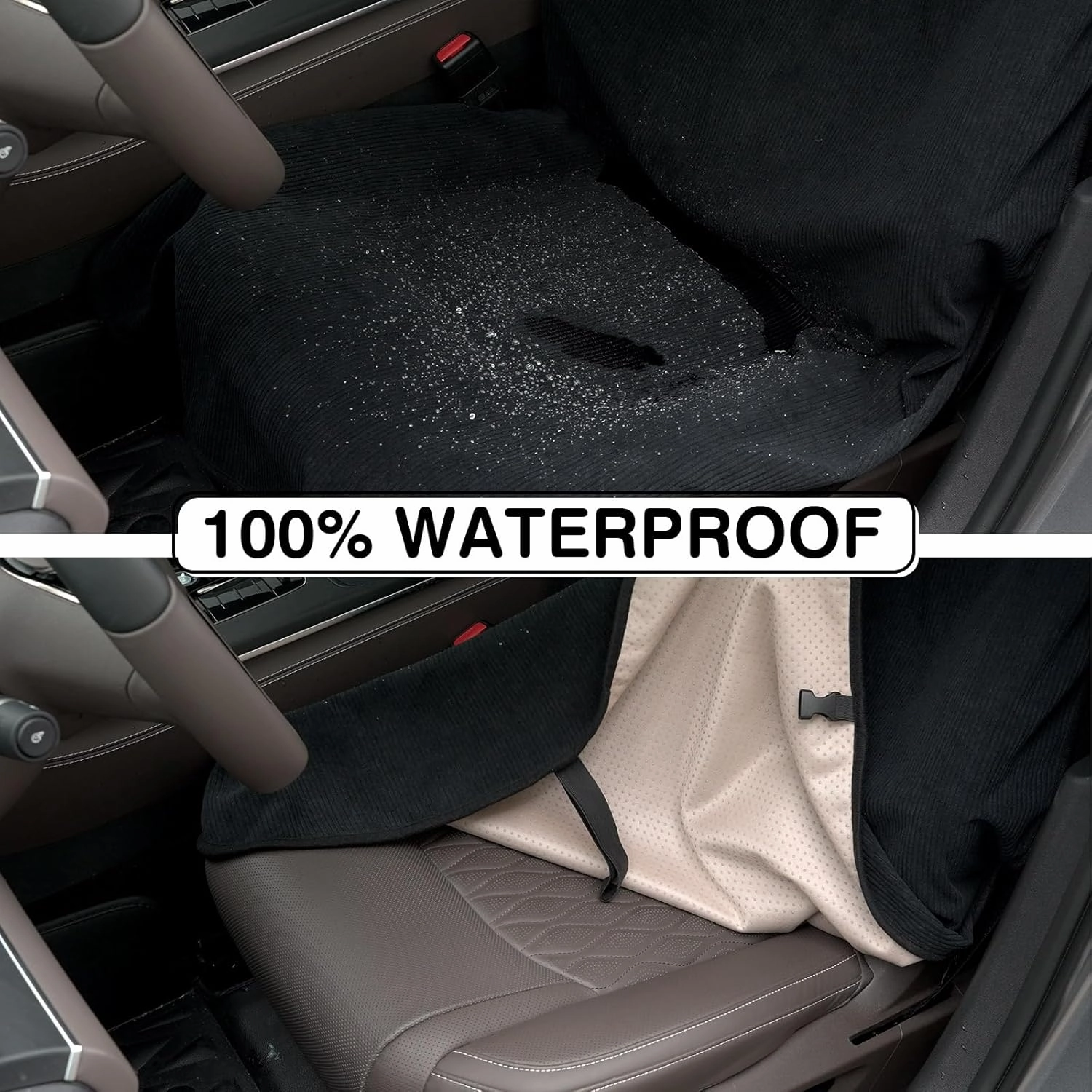2pcs Universal Waterproof Car Seat Covers Black - Automotive Seat Cushion for Sedan SUV Truck Front OR Rear Seats - Anti Slip Car Seat Protector Suit for After Yoga Gym Hiking Running Sport
