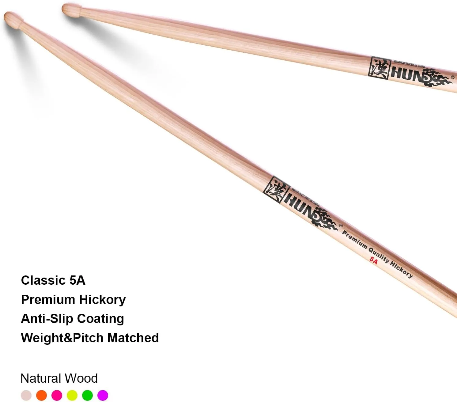 3-pairs Anti-slip Coating Drumstick,Classic 5A Drum Stick, Premium Hickory Drum Stick, Hard Wood Drum Stick,for Acoustic or Electronic Drum, weight and picth matched. High-end Drum Stick.