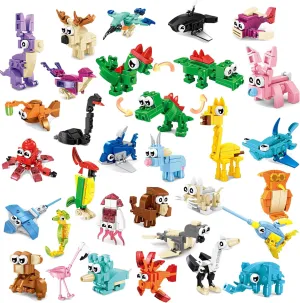 30 Pack Mini Animal Building Blocks Party Favors for Kids with 90 Models,Classroom Prizes,Birthday Gifts,Easter,Christmas,Valentine's Day Toys for Boys Girls Ages 6 