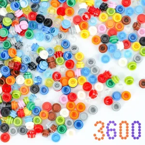 3600PCS Pixel Bricks, 1X1 18 Colors Classic Round Plates Building Blocks Parts and Pieces - Pixel Arts Dots Bulk Studs Accessories Kit Compatible with Major Brand 4073, Multicolored
