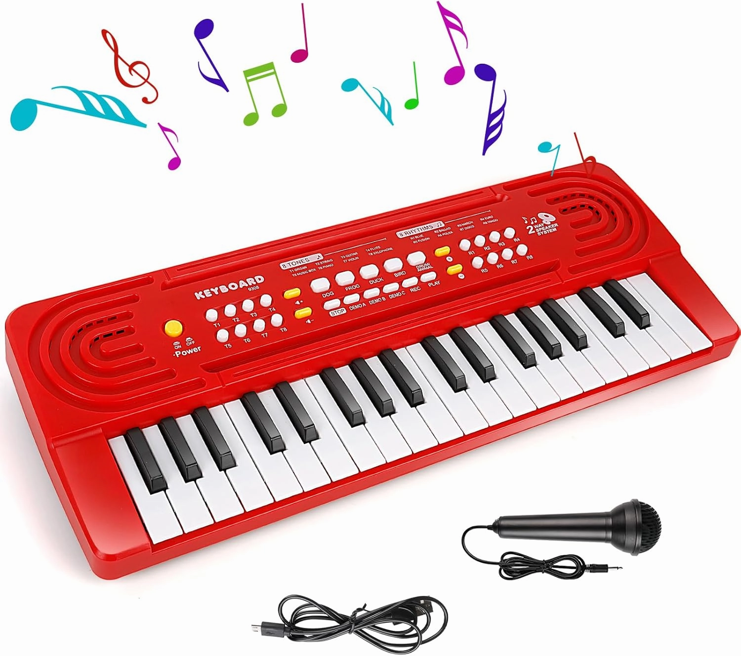 37 Key Upgrade Keyboard Piano for Kids Beginners Electronic Red Piano with Microphone Music Toys for 3 4 5 6 Year Old Girls Boys Gifts Ages 3-5
