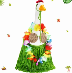 3 Pcs Summer Bikini Goose Outfit for 23'' Plastic or Cement Porch Goose Hawaiian Knitted Bikini Lawn Clothes Tropical Costume for Summer Hula Party Patio Yard Lawn
