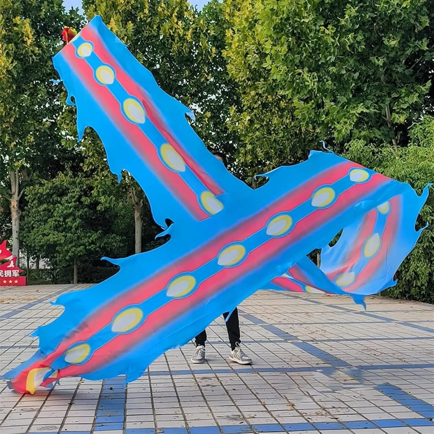 3D Colorful Dragon Silk-like Flowy Spinning， Chinese Flowy Dragon Ribbon Dance with Ball, Outdoor Silk Shaking Poi Throw Streamer Set, Lightweight Rhythmic Dancer Spinning Dragon Body