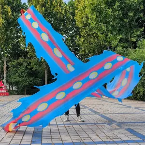 3D Colorful Dragon Silk-like Flowy Spinning， Chinese Flowy Dragon Ribbon Dance with Ball, Outdoor Silk Shaking Poi Throw Streamer Set, Lightweight Rhythmic Dancer Spinning Dragon Body