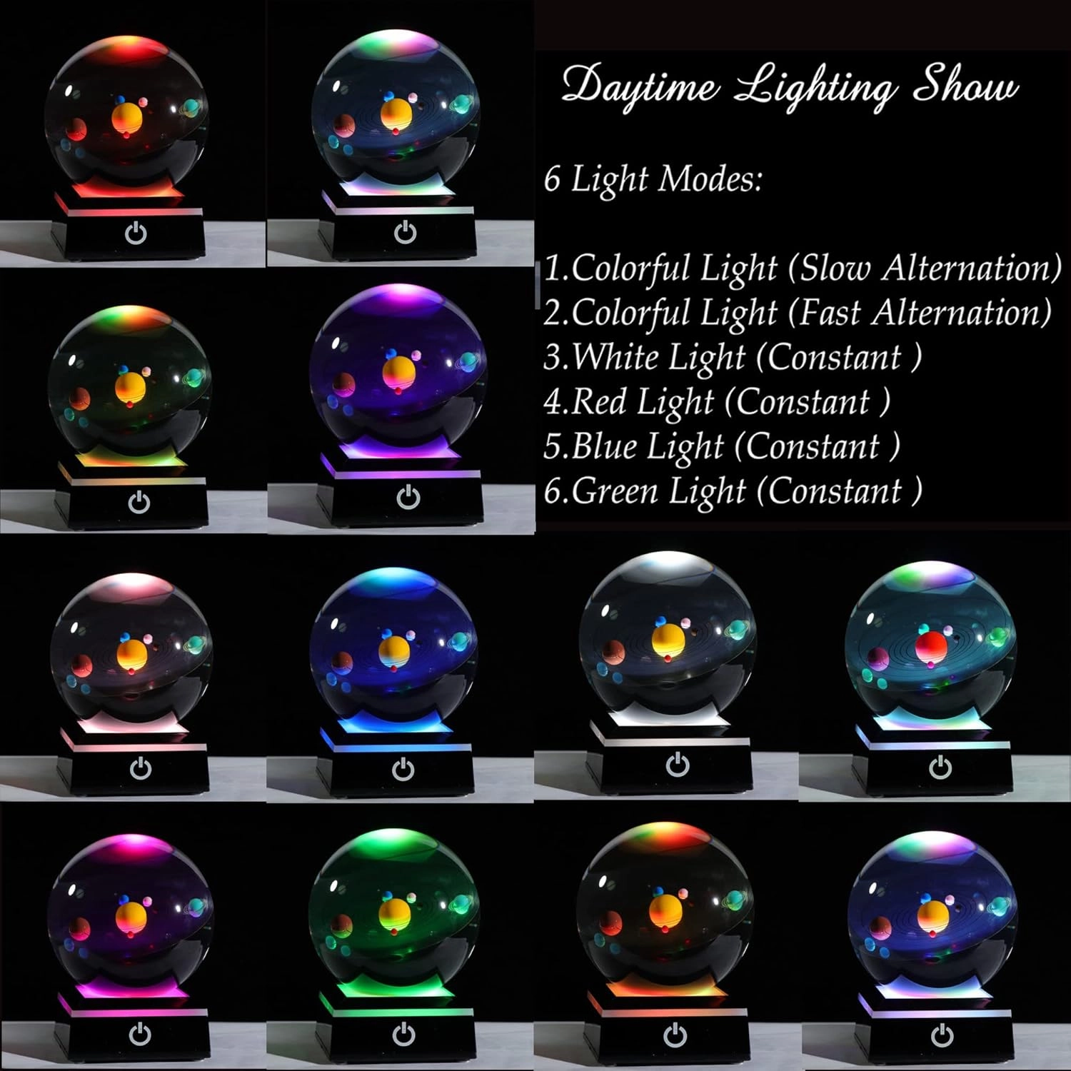 3d Solar System Model Crystal Ball 80mm 3.15inch - Outer Space Astronomy Gifts Room Decor Crystal Sphere Unique Gifts For Men Him Best Birthday Dad Physics Science Teacher Night Light Planet Lamp