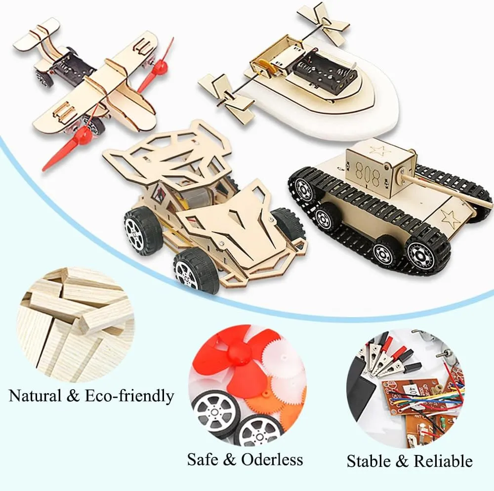4 in 1 Multi-Style STEM Toys-Science Kits for Kids Age 8-12,Aducational Building Toys,Wooden Puzzles Toys for Ages 8-13 Boys, 3D Puzzles Crafts for Kids (Vehicle_1)