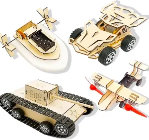 4 in 1 Multi-Style STEM Toys-Science Kits for Kids Age 8-12,Aducational Building Toys,Wooden Puzzles Toys for Ages 8-13 Boys, 3D Puzzles Crafts for Kids (Vehicle_1)